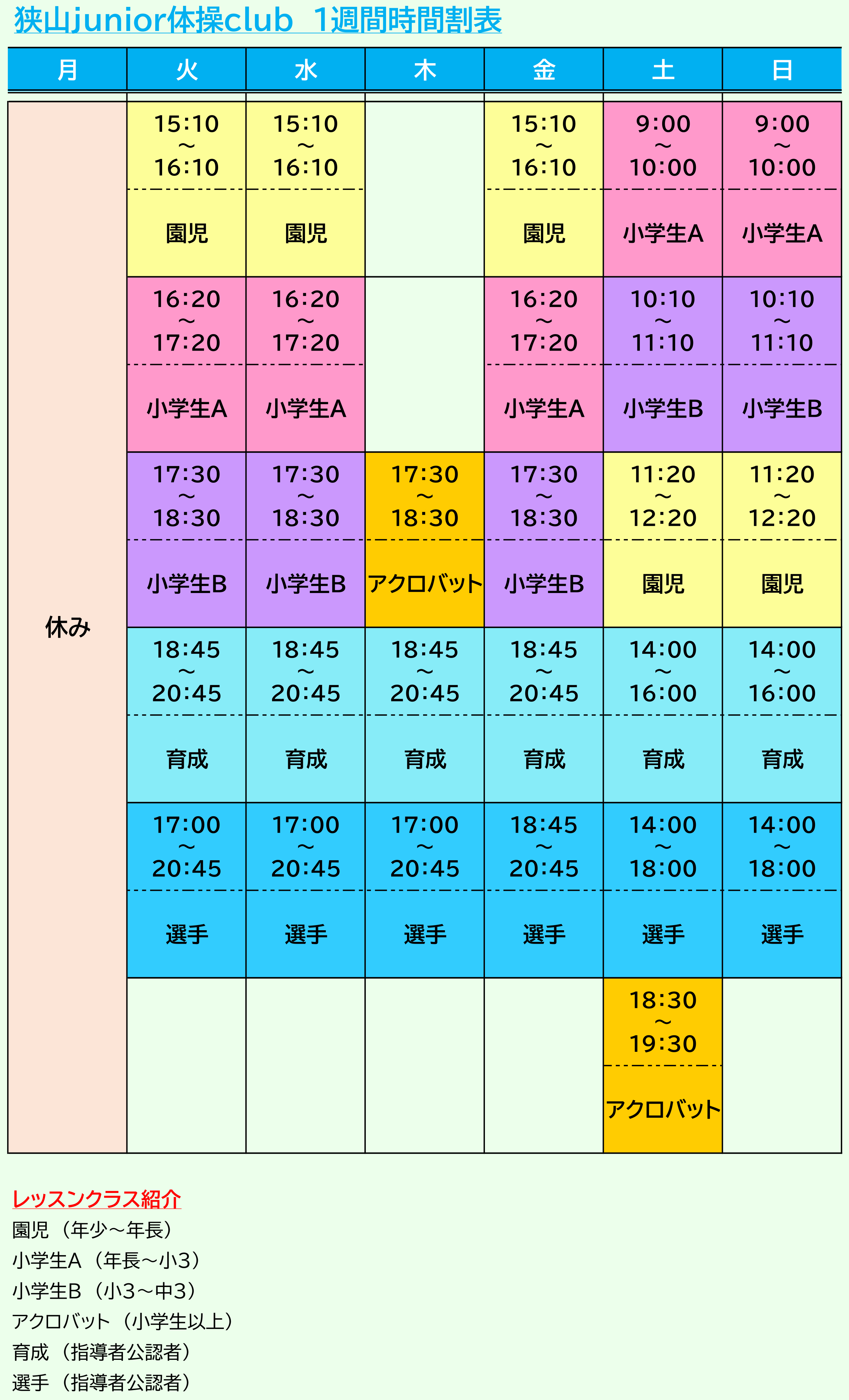 1週間の時間割